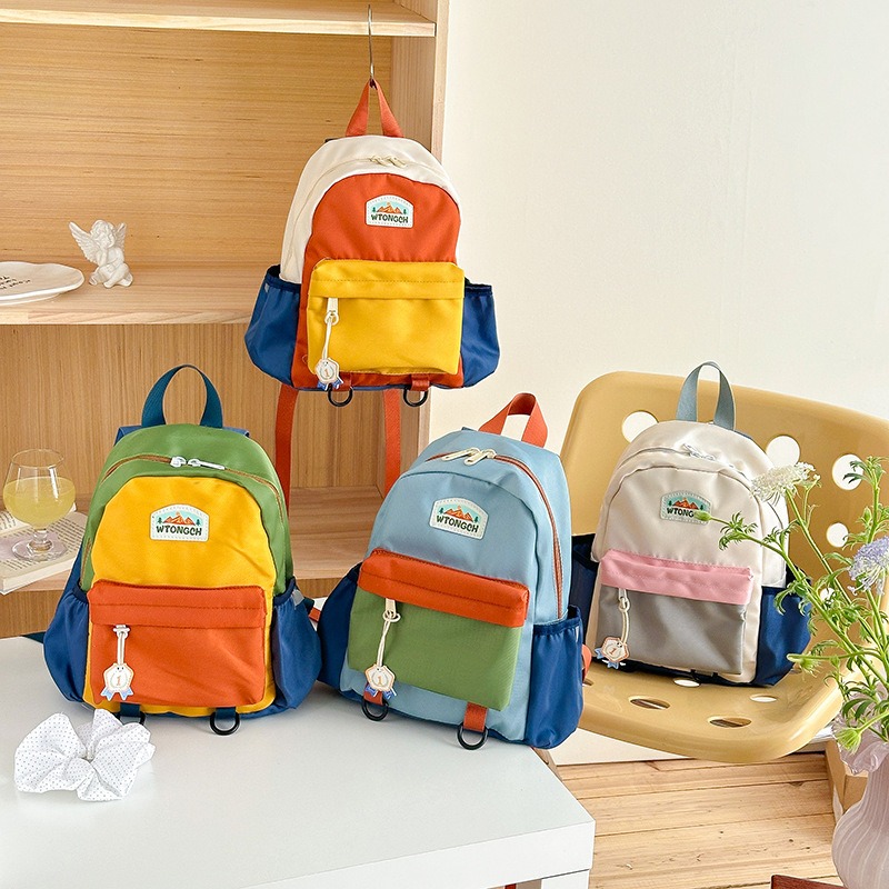 Canvas Backpack Casual - Yeni Renk Bloklu Çocuk Sırt Çantası,